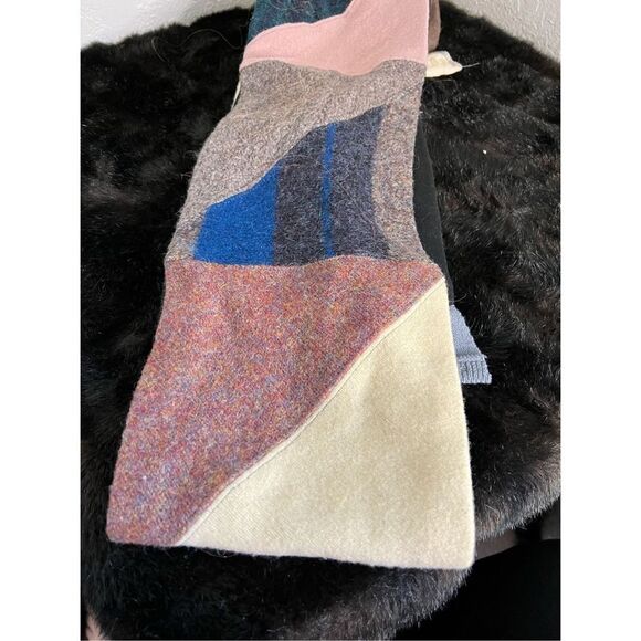 baabaazuzu Scarf Wool Patchwork Buttons Color Block - Picture 1 of 5